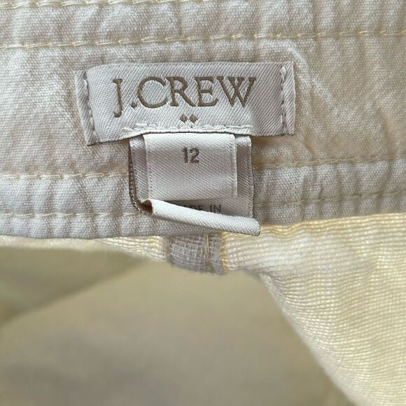 J. Crew- Midi Front Slit Light Khaki Skirt w/ Large Pockets 100% Cotton- Size 12 - Picture 3 of 9